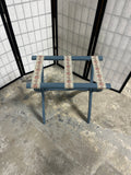 Blue Painted Luggage Rack with Floral Straps