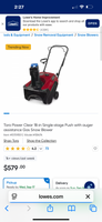 Toro 18” Power Clear 518ZE Gas Snow Blower w/Electric Start