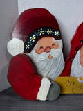 Artist Signed Folk Style Wooden Santas Merry Christmas Decor