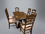 Thomasville Dining Table with 2 Leaves, 6 Chairs, and Table Pads