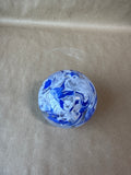 Blue And White Art Glass Paper Weight - Signed