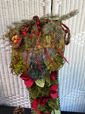 Mackenzie Childs Leaves And Feathers Woodland Stocking