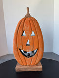 Rustic Distressed Wooden Block Jack O’ Lantern Decor