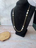 Long White & Gold Tone Vintage Beaded Necklace