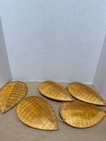 Set Of 4 Bamboo Leaf Shaped Trays