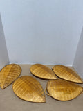 Set Of 4 Bamboo Leaf Shaped Trays