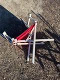 Pair of Gold Medal White & Red Folding Director’s Chairs AS IS (READ DESCRIPTION CAREFULLY)