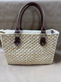 Seagrass Woven Handbag With Brown Accents (A)