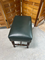 Petite Bench/Foot Stool, Dark Green with Tack Accents