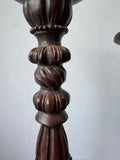 Pair of Elements Ornate Heavyweight Brown Resin Pillar Candle Holders