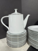 39-Piece RC Royal Ceramics Japan Silver Rimmed White China Set