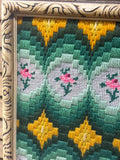 Stitched Bargello Style Pattern with Rows of Roses by Ken Stone
