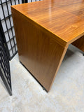 Petite Teak Veneer Desk on Casters