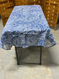 Blue Paisley Oval Fabric Table Cloth, 70"x35"