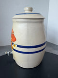 J. Thomas Signed & Hand Painted Vintage Pottery Crock Beverage Dispenser