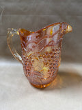 Marigold Carnival Glass Grapes Water Pitcher