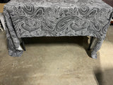 Black & White Paisley Print Table Cloth, 102"x60"