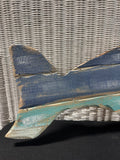 Distressed Wooden Slat Humpback Whale Hanging Decor with Tin Accents