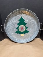 Large Holiday Galvanized Tray with Letter “R”
