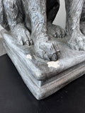 Pair of Plaster Gargoyle Style Wolf Garden Sculptures or Halloween Decor