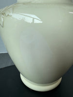 Large Cream Colored Embossed Ceramic Urn