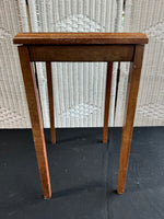 (B) Needlepoint Accented Glass Top Wooden Table or Plant Stand AS IS (READ DESCRIPTION CAREFULLY)