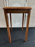 (B) Needlepoint Accented Glass Top Wooden Table or Plant Stand AS IS (READ DESCRIPTION CAREFULLY)