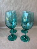 Set Of 4 Teal Wine Glasses - 2 Sets Available - PRICED INDIVIDUALLY