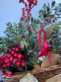 Faux Magnolia Leaf & Greenery Holiday Arrangement in Basket