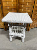 White Wicker Side Table