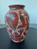 Handcrafted Nicaraguan Terracotta Sgraffito Frog Pottery Vase