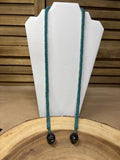 Beaded Turquoise Necklace with Green End Beads