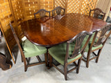 Double Pedestal Dininng Table, with (2) Leaves, (6) Chairs and Table Pads ***HEAVY ITEM***