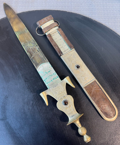 Tuareg Vintage West African Etched Dagger in Sheath