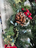 2-Piece Prelit Poinsettia Christmas Tree Topiary & Garland Decorative Set in Box AS IS (READ DESCRIPTION CAREFULLY) (2 AVAILABLE—PRICED INDIVIDUALLY AT $25 EACH)