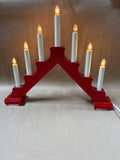 Scandinavian Style Red Wood Arched Window Lights