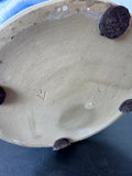 Blue & White Drip Glazed Large Striped Pottery Vase (A)