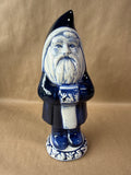 Ceramic Blue And White Santa With Bunny Designs