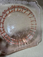 Floral Pink Depression Glass Ashtray