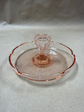Small Pink Depression Glass Candy Dish With Handle