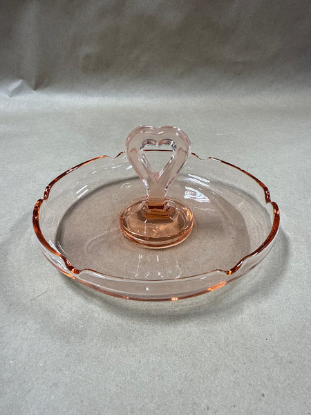 Small Pink Depression Glass Candy Dish With Handle