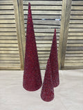 Trio Of Red Beaded Cone Christmas Trees By Crate & Barrel