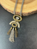 Hammered Mixed Metal Modernist Kinetic Pendant Necklace