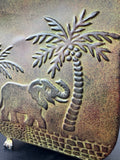 Embossed Elephant Square Metal Clawfoot Planter