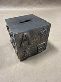 Silver Plate Cube ABC Piggy Bank