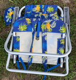 Blue Pineapple Tommy Bahama Back Pack Low Sitting Beach Chair with Pillow & Cooler Pocket