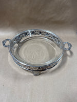 Round Silver Plate Pyrex Dish Holder