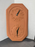 Natural Wonders Terra Cotta Sun & Moon Thermometer Clock Plaque