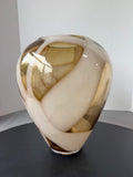 Murano Style Amber & White Studio Art Glass Vase