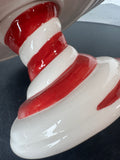 Cracker Barrel Peppermint Spiral Holiday Ceramic Cake Stand